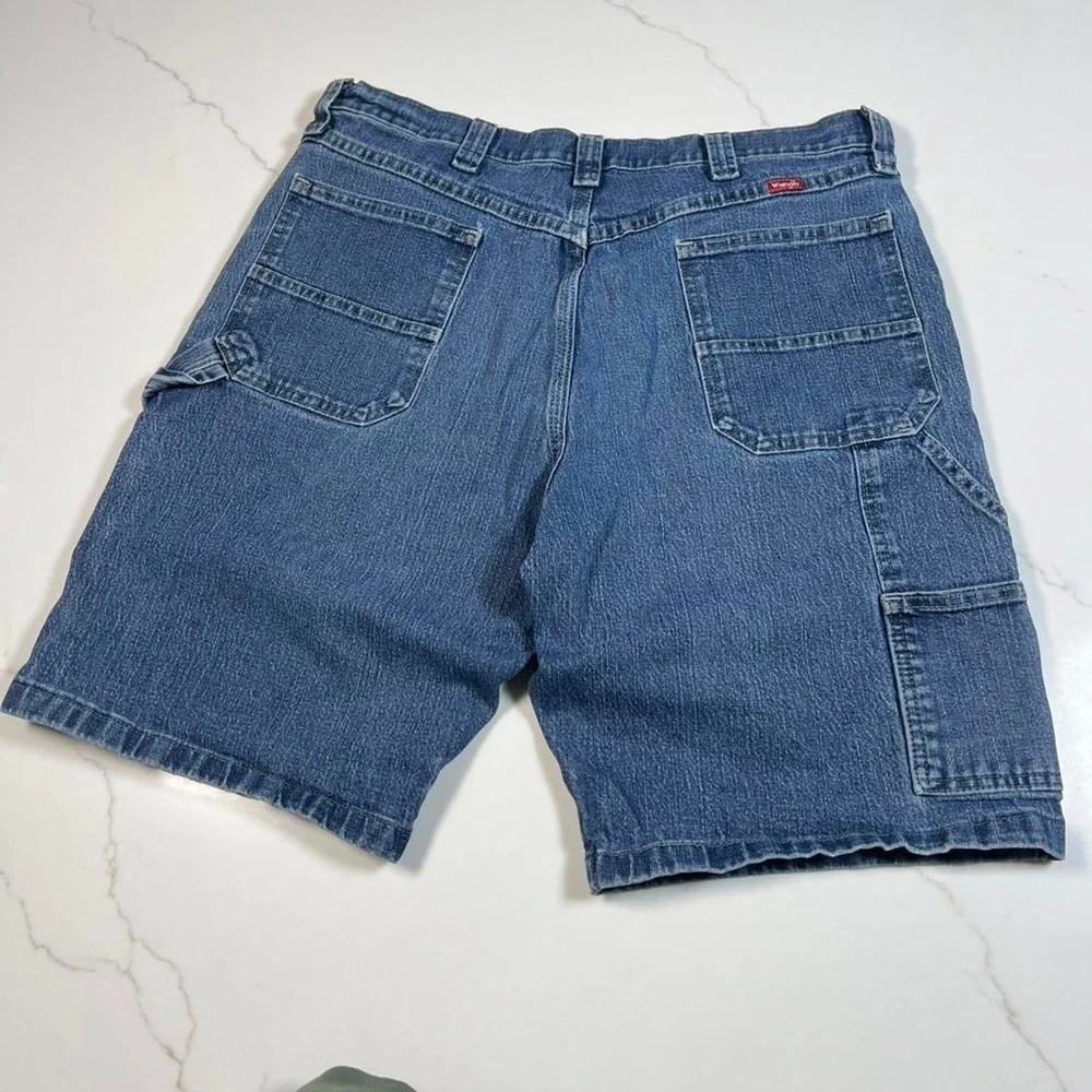 Vintage wrangler dark denim baggy‎ wide leg shorts skater jorts summer